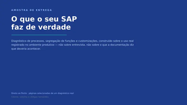 Página 1 do diagnóstico: O que o seu SAP faz de verdade